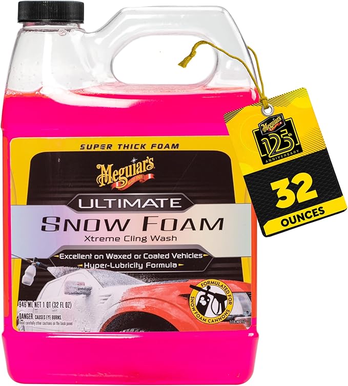 Meguiar's Ultimate Snow Foam Wash, Foaming Car Wash Formulated for Foam Cannons & Foam Guns, 32oz