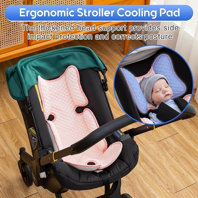 Baby Car Seat Cooling Pad, Mink Dot Carseat Cooler Mat for Girls Boys, Stroller Pad with 3D Breathable Mesh, Multifunctional Infant Insert Liner for Summer