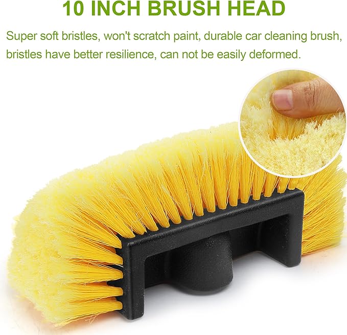 Anyyion 49inch Car Wash Brush with 10 Inch Soft Bristle, On/Off Switch for Car Truck Boat Washing Brush, Perfect for Cleaning House Siding, Auto Cars, Trucks, SUV, RV, Floors and More!
