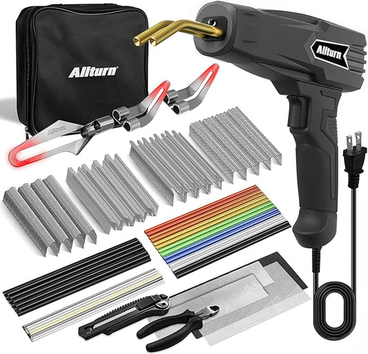 Allturn Plastic Welder, 2 in 1 Plastic Welding Kit, Hot Staples Weld Gun, Car Bumper Repair Kit for Most Plastics, Patent Number D970324(Black)