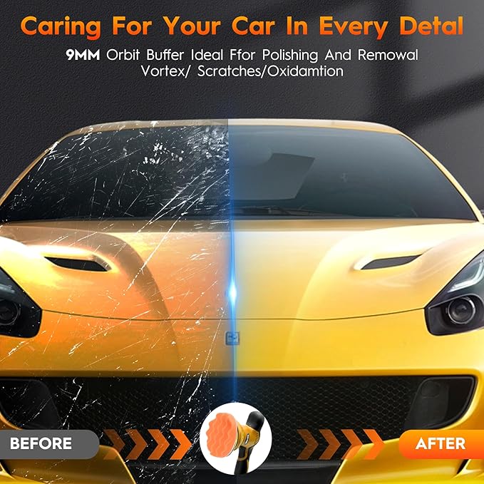 Cordless Car Buffer Polisher, 6 Inch Orbital Polisher Kit with 2x21V Batteries & 21 PCS Attachments, 8-Speed Variable Max 6000RPM Buffer for Car Detailing, Polishing, Waxing, Scratch Removing
