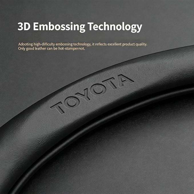 fit for Toyota Steering Wheel Cover, Carbon Fiber Texture Nappa Leather,Car Steering Wheel Protector,Round Shape,Compatible with Toyota Tacoma 4runner Rav4 Corolla Camry Tundra Highlander Accessories