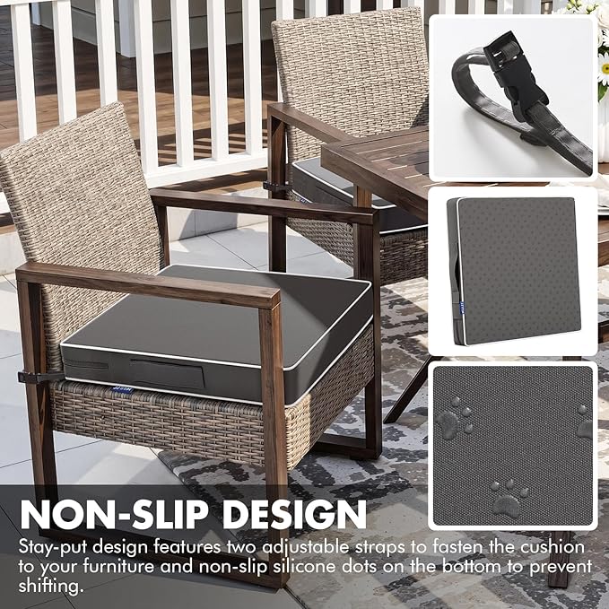MIULEE Dark Grey 48 x 18 x 3 Outdoor Bench Cushion Waterproof Patio Chair Cushion with Adjustable Straps Set of 1 for Swing Patio Furniture 3-Year Color Fastness Garden Sofa Couch