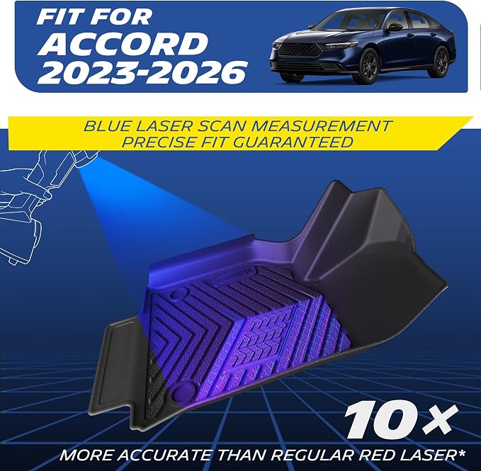 Michelin Vehicle Mats, Premier Series All-Weather TPE Custom Fit Liner for Honda Accord Gasoline & Hybrid 2023-2027 Floor Mats B(3 Piece)