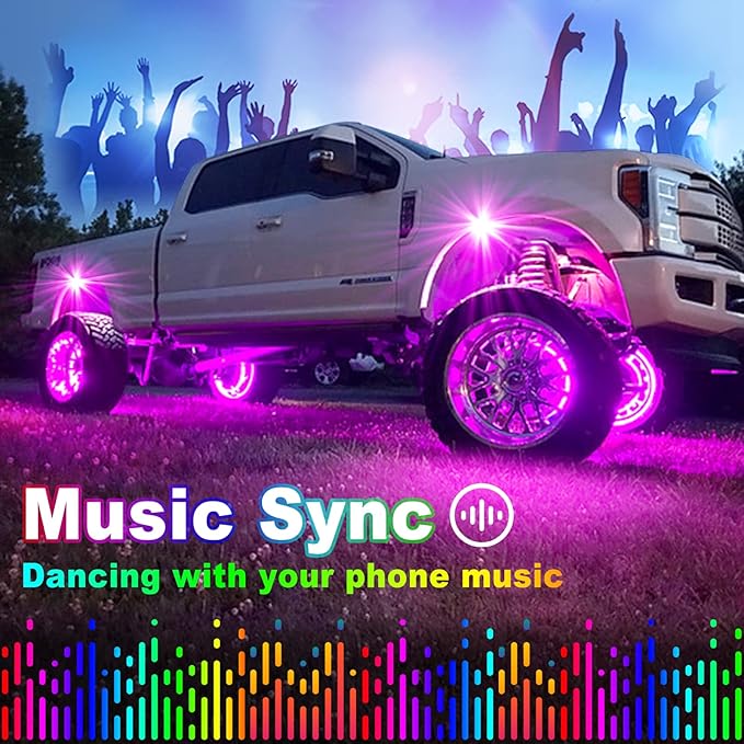 YiLaie RGB LED Rock Lights 14 Pods, 210 LEDs Lights with Phone App/Remote Control & Timing & Music Mode Rock Lights Kits, Waterproof Underglow Light for ATV RZR UTV SUV Off Road AUTO Motorcycle