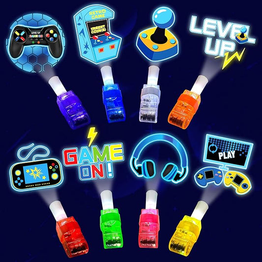 24PCS Video Game Party Favors-LED Finger Lights：Glow-in-the-Dark Light-Up Toys Bulk for Kids,Gamer Birthday Party Decorations Supplies, Party Goodie Bags Stuffers, Classroom Prizes, Fun Gifts