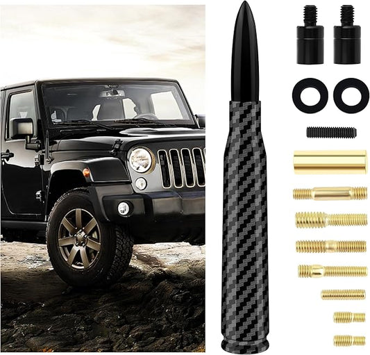 Car Bullet Antenna,Truck Exterior Decoration Accessories Car Vehicle Replacement Antenna Conpatible with Ford F150 RAM 1500 GMC Heavy Duty Pickup Trucks Accessories(Carbon Fiber Black)