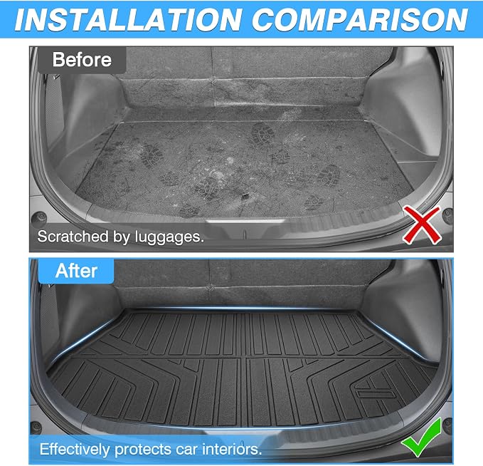Powerty Cargo Mat Compatible for Toyota bZ4X & Subaru Solterra 2023 2024 2025 2026 Accessories All Weather Cargo Liner TPE Rear Trunk Mat