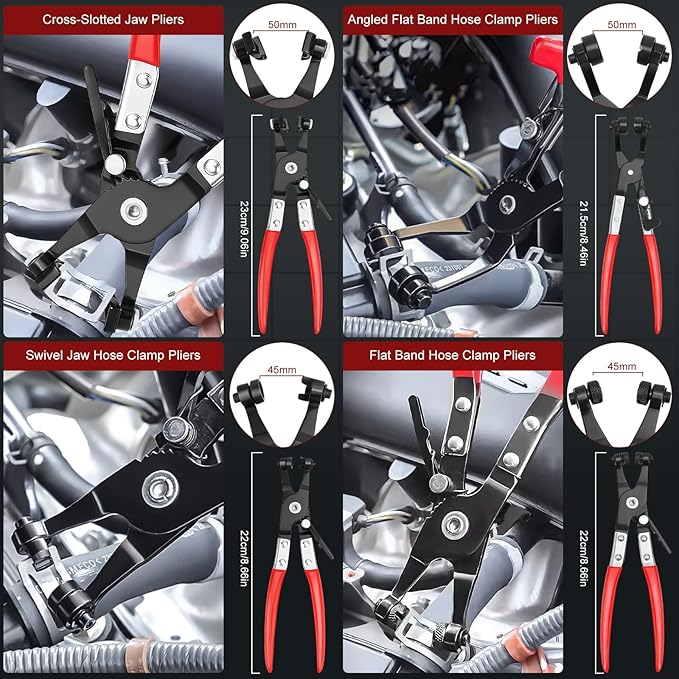 Hose Clamp Pliers Set, 38 Pcs Hose Clamp Kit with Electrical Connector Disconnect Pliers & Terminal Pin Removal Tool, Automotive Radiator Coolant System Repair Tool Set for Car Mechanic DIYer