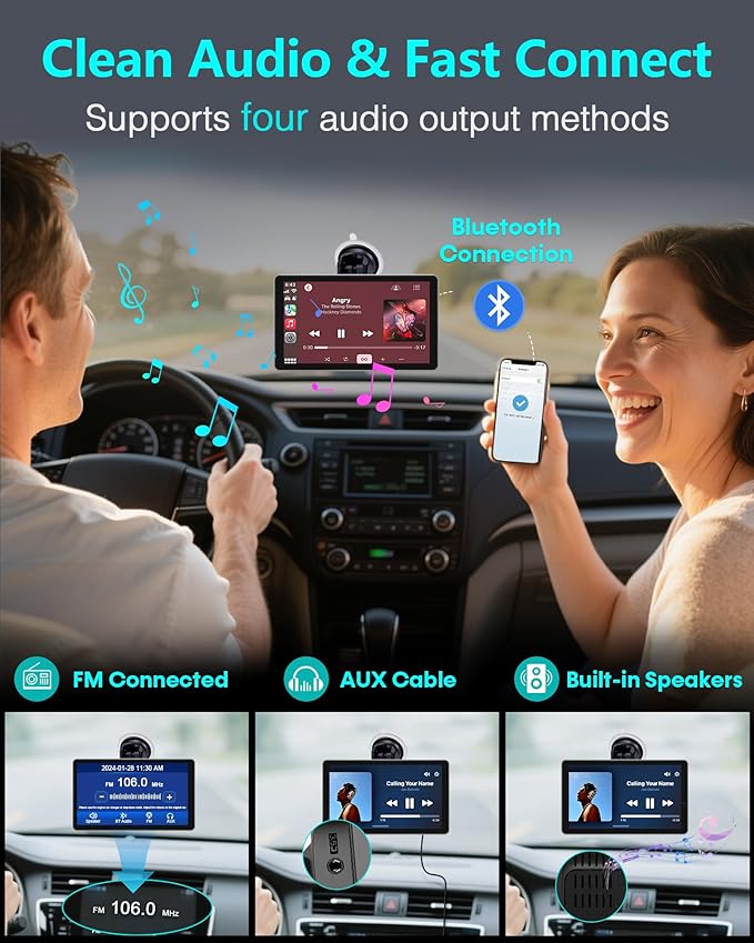 Thybro Portable Apple Carplay with Backup Camera: Plug-Play 15-Mins DIY Installation Carplay Screen - Compatible with 99% of Older Cars Upgraded - Wireless Seamless Connection for Apple/Android Auto
