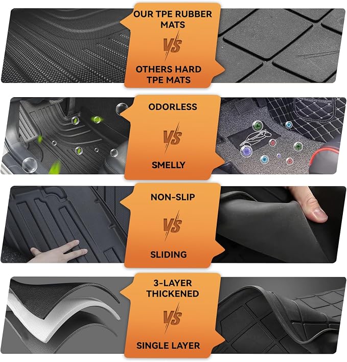 Floor Mats & Cargo Liner Fit for Mercedes Benz GLE 2016-2019 | ML Class 2012-2015 350/400 /63 AMG S, All Weather TPE Floor Liners Custom Fit GLE & ML Car Mats, Black