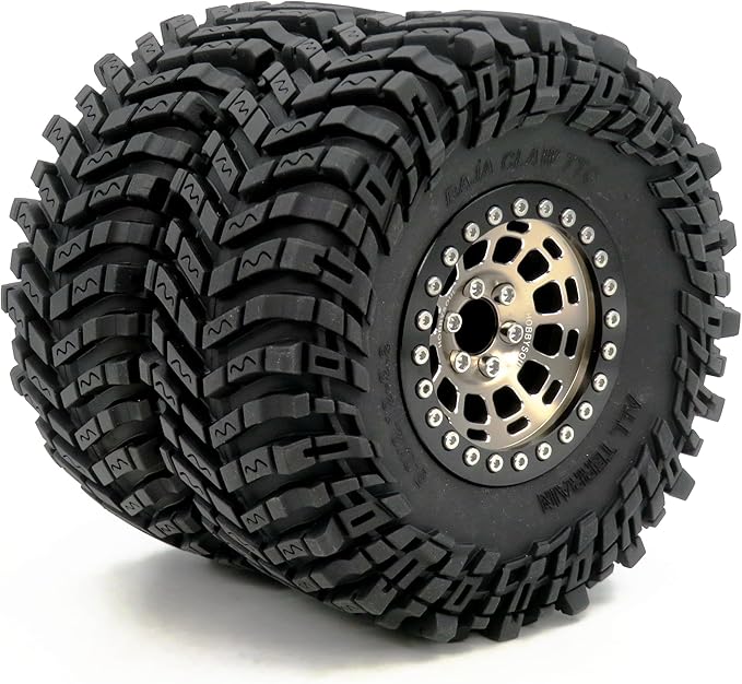 HOBBYSOUL -10mm Negative Offset 2.2 Beadlock Wheels and Tires, 5.0'' Tall tyre & 40mm Wide Rims for RC Mud Crawler All Terrain TRX4 Gen8 Capra Wraith Upgrades,HS701094