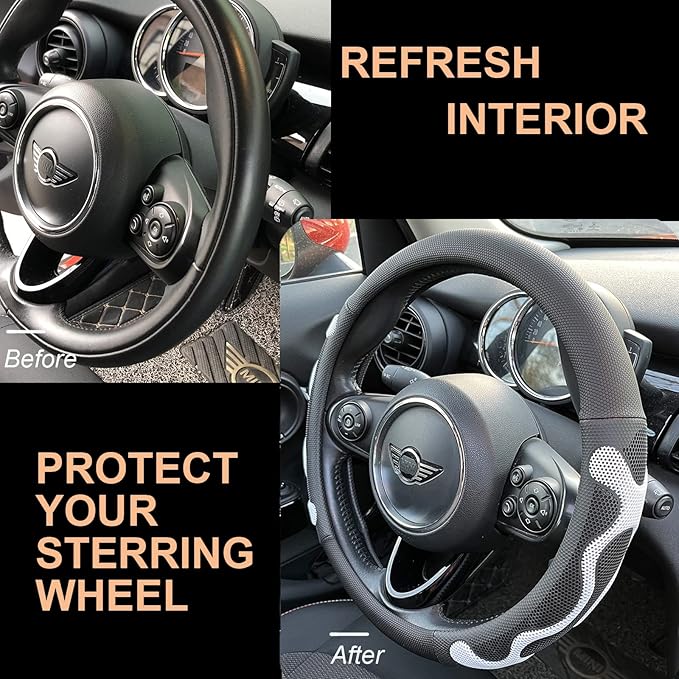 PINCTROT Comfy Grip Steering Wheel Cover, Anti-Slip Design, Universal 14.5-15 Inch(Silicone White)