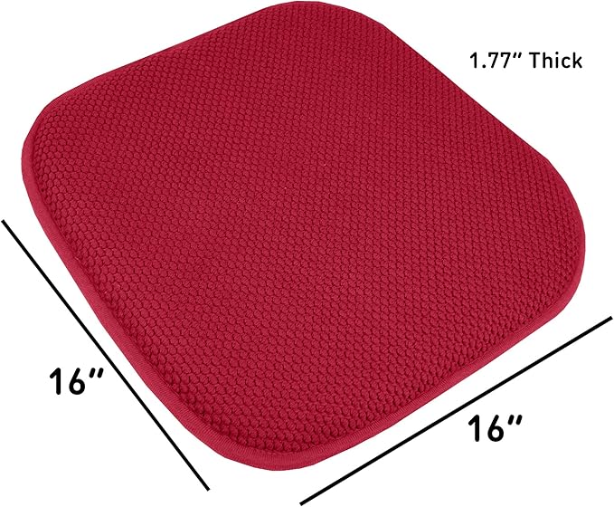 Sweet Home Collection Cushion Memory Foam Chair Pads Honeycomb Nonslip Back Seat Cover 16" x 16" 6 Pack Red