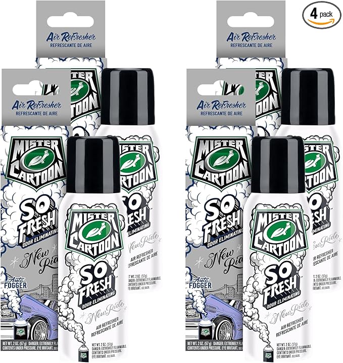 Turtle Wax FOGGER, 2 oz: Ultimate Car Fogger and Smoke Odor Eliminator – Long-Lasting Scent Car Air Freshener (4 Packs, New Ride)