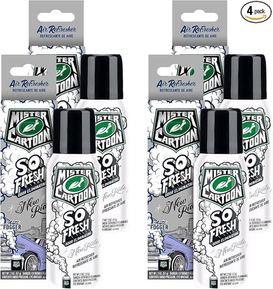 Turtle Wax FOGGER, 2 oz: Ultimate Car Fogger and Smoke Odor Eliminator – Long-Lasting Scent Car Air Freshener (4 Packs, New Ride)