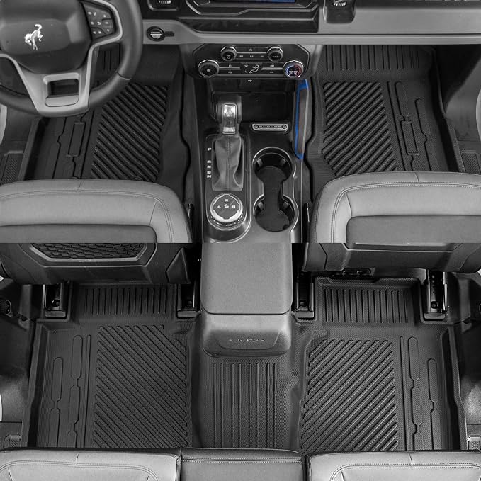 Rongtaod Floor Mats Compatible with 2021-2025 2026 Ford Bronco 4 Door Trunk Mat Cargo Mat Cargo Liner All Weather Back Seat Cover Protector 2025 Bronco Accessories (Set of 9 Mats)
