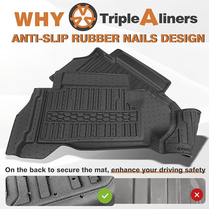 TripleAliners for Tacoma 2024 2025 2026 Double Cab Floor Mats (Fit Hybrid ONLY) All Weather Floor Liners Compatible with 2024+ Toyota Tacoma Accessories Front & Rear Mats Custom Fit(Not for Gasoline)