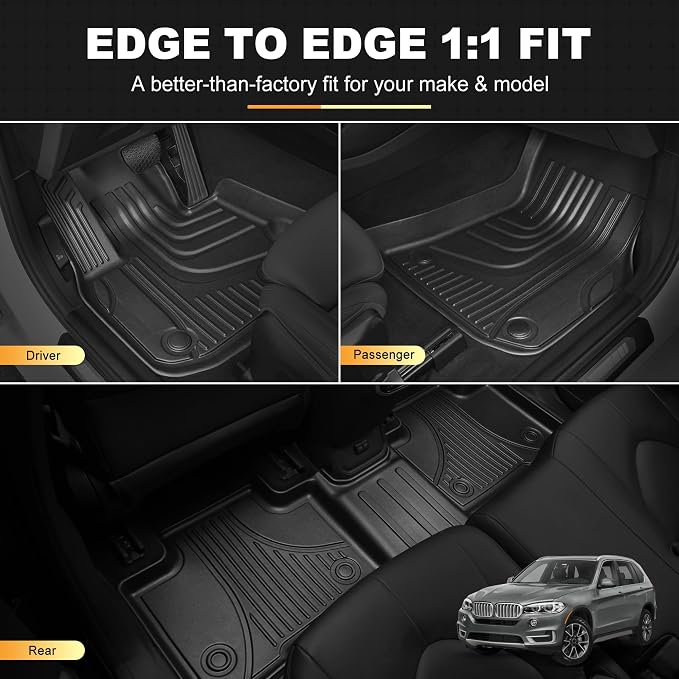 AOMSAZTO Floor Mats & Cargo Liner Compatible with BMW X5 2014-2018 (F15) | All Weather Protection Car Accessories Anti-Slip Trunk Liner Full Set