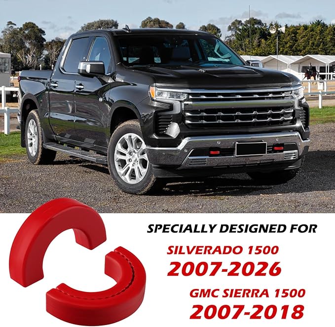 Tow Hook Covers Fit for Chevy Silverado 1500 2007-2026/GMC Sierra 1500 2007-2018, Customized Car Tow Hooks Compatible with Chevrolet Silverado 1500 Accessories 2007-2026 (Red)