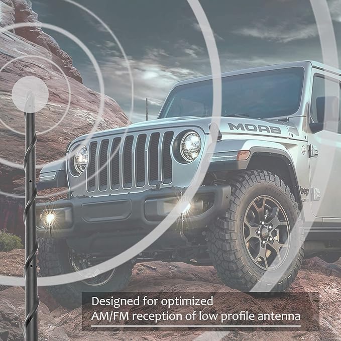 KSaAuto 13 Inch Antenna Fits 2007-2026 Jeep Wrangler JK JL Unlimited Gladiator JT, Short Antenna Replacement Jeep JKU JLU Sahara Rubicon Sport Willys 4xe Mojave High Altitude