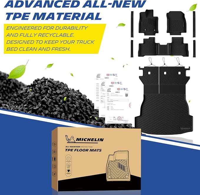 Michelin Vehicle Mats, Premier Series All-Weather TPE Custom Fit Liner for Toyota RAV4 Hybrid 2026-2027 Floor Mats (8 Piece)