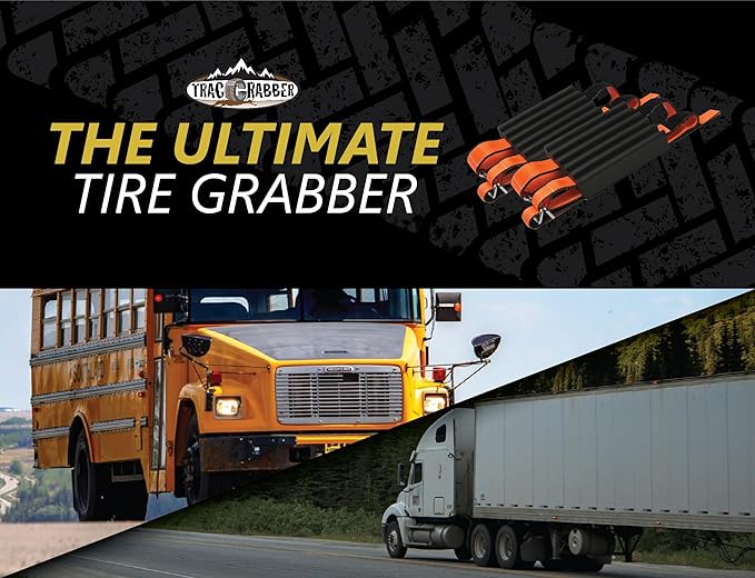 TRACGRABBER Tire Traction Device for Heavy Duty Commercial Vehicles, Set of 2 - Made in the USA, Easy to Install, Get Unstuck Fast from Snow, Mud & Sand - A Snow Traction Mat or Snow Chain Alternative