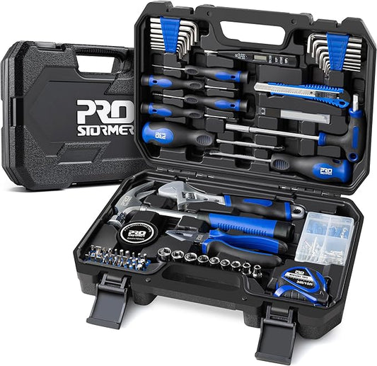 Prostormer 179-Piece Home Tool Kit, General Household Hand Tool Set with Portable Storage Box, Basic Tools for Apartment, Garage, Office and College Dorm