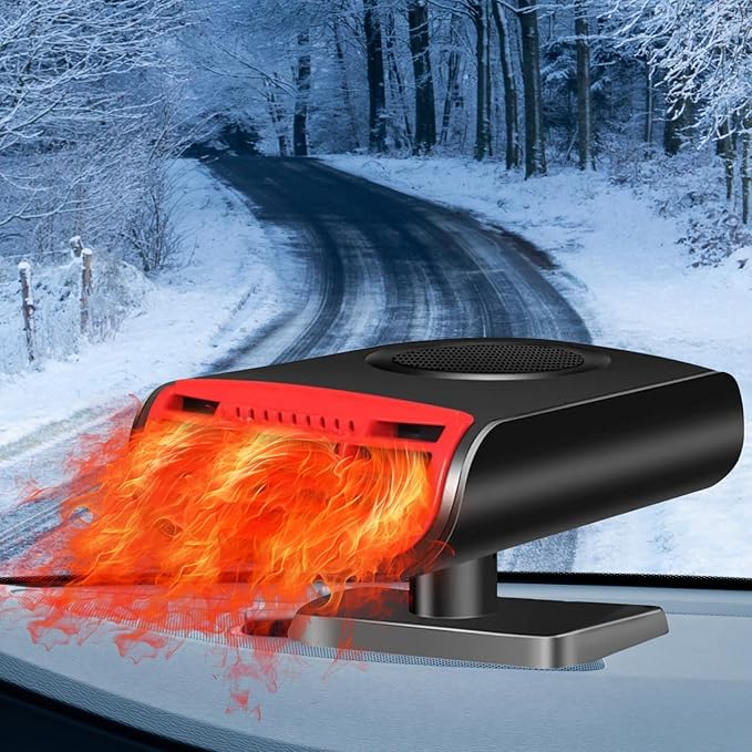 Car Heater, 12V 150W 2-in-1 Defroster Defogger, Portable Heating and Cooling Fan for Windshield, Plug in Cigarette Lighter for Car, Vehicle, Truck, Van