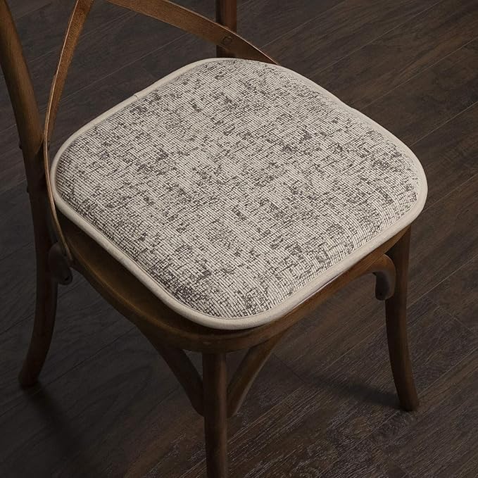 Sweet Home Collection Chair Cushion Memory Foam Pads Honeycomb Pattern Slip Non Skid Rubber Back Rounded Square 16" x 16" Seat Cover, 4 Pack, Broadway Chocolate/Cream
