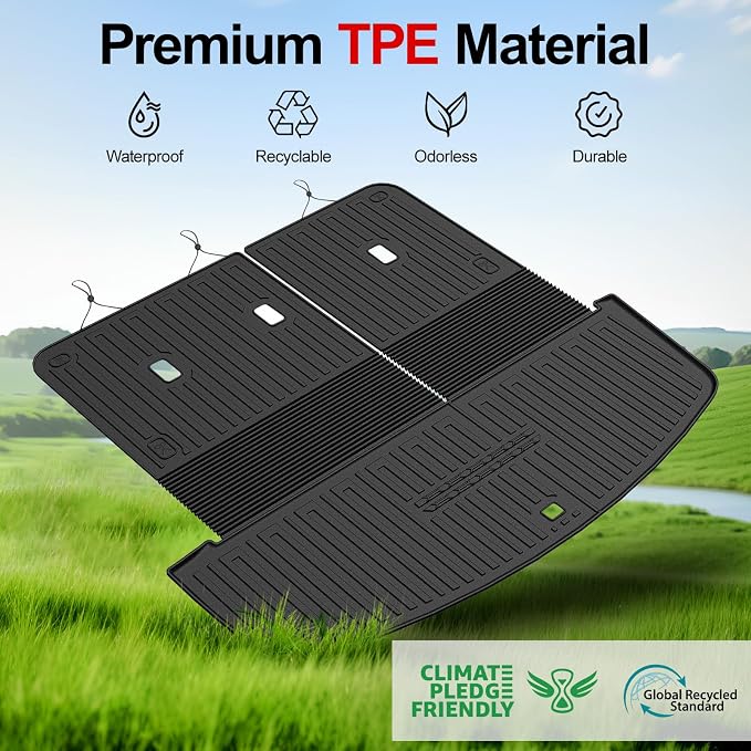 Cargo Mat for 2020-2025 Hyundai Palisade, All Weather TPE Rear Cargo Liner with Seat Back Cover for Hyundai Palisade Accessories (Include Lower Trunk Mat)