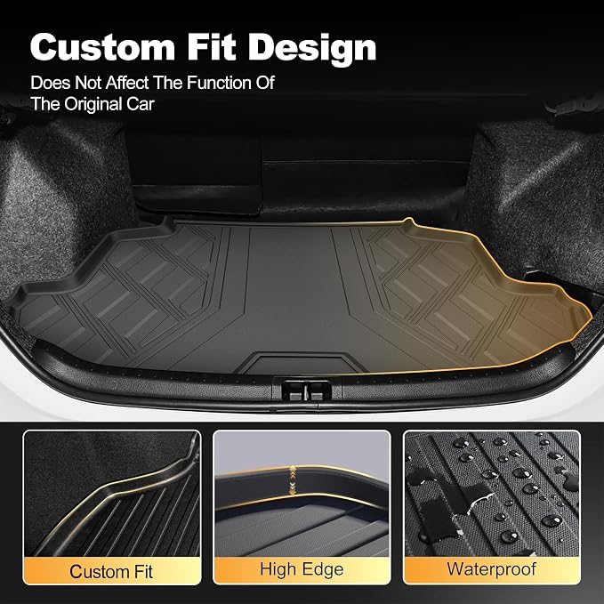 Automotive Floor Mats & Cargo Liners Compatible with 2014 2015 2016 2017 2018 2019 Toyota Corolla Floor Mats & Trunk Mat Set, All Weather TPE Floor Liners Cargo Mats (Not fit Hatchback Model).