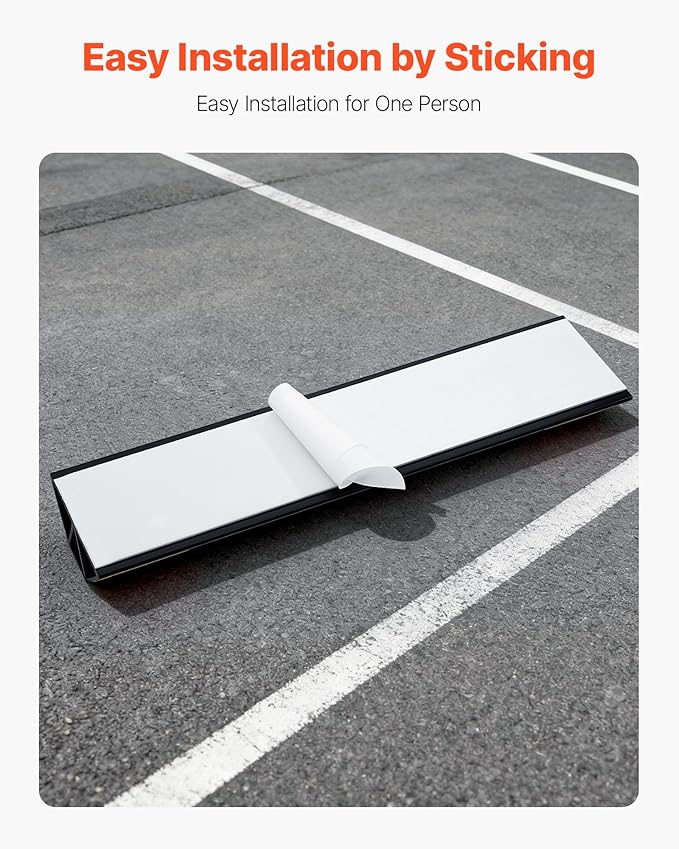 VEVOR Parking Stopper, 16 Inch 2 Pcs Heavy Duty Parking Aid for Garage, PP Curb Garage Floor Stopper with Reflective Strips, Vehicles Gadgets for Cars Vans Trucks Tire Wheel Guide Block Stops Bumpers