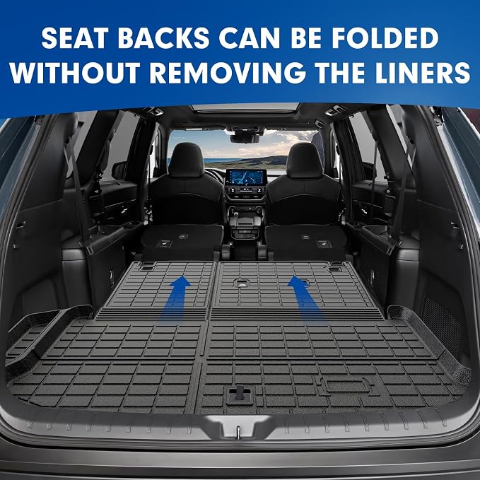 Mixsuper Cargo Liner for Toyota Grand Highlander 2024-2026, All Weather All-in-One Trunk & Backrest Mat, TPE Rear Seat Protector Accessories