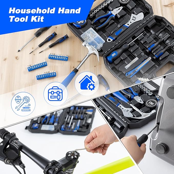 Prostormer 179-Piece Home Tool Kit, General Household Hand Tool Set with Portable Storage Box, Basic Tools for Apartment, Garage, Office and College Dorm