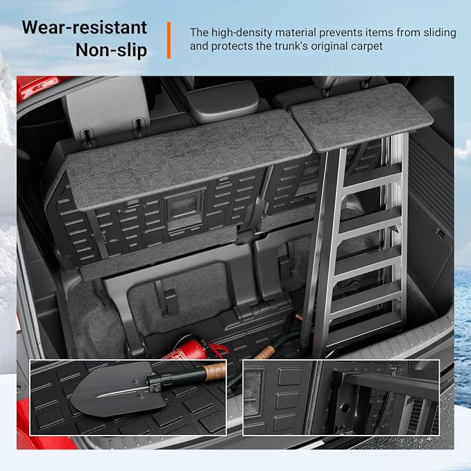 powoq 3rd Row Cargo Mat Compatible with 2021-2026 Toyota Sienna Trunk Mat Backrest Mat TPE Cargo Liner Replacement for 2021 2022 2023 2024 2025 2026 Toyota Sienna Accessories(Trunk Mat+Backrest Mat)