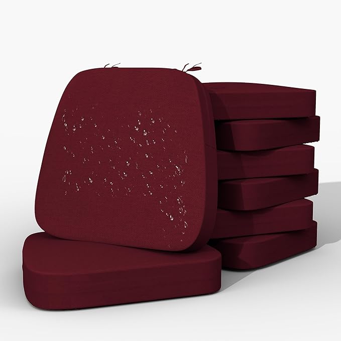 17'' x 16'' x 2.5" Thick Chair Cushions for Dining Chairs, 8 Pack Waterproof Easy Clean Kitchen Chair Pads with Ties and Non-Slip Backing