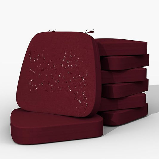17'' x 16'' x 2.5" Thick Chair Cushions for Dining Chairs, 8 Pack Waterproof Easy Clean Kitchen Chair Pads with Ties and Non-Slip Backing