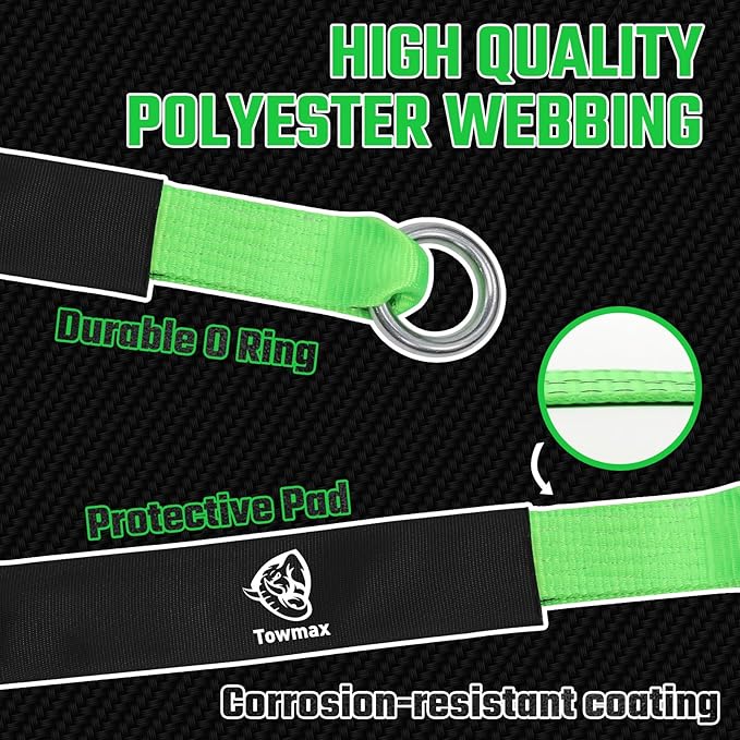 4 Pack Car Tie Down Straps for Trailers - 2" x 8' Heavy Duty Tire Straps with Chain Anchors - 10,000lbs Break Strength, Adjustable Lasso Style Wheel Straps for Hauling Cars, Truck, UTV(Green)