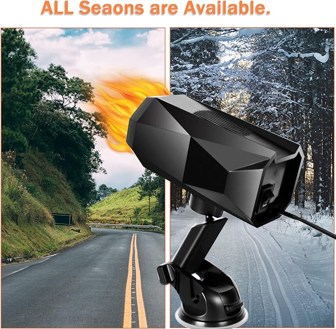 【2025 NEW】Portable Car Heater,2 in 1 Auto Heater, Fast Heating Defrost Defogger Cooling 12V Lighter Heater 60 Second Plug in Car Cig Lighter Demister, Car Fan Windshield Defroster (QH-N209)