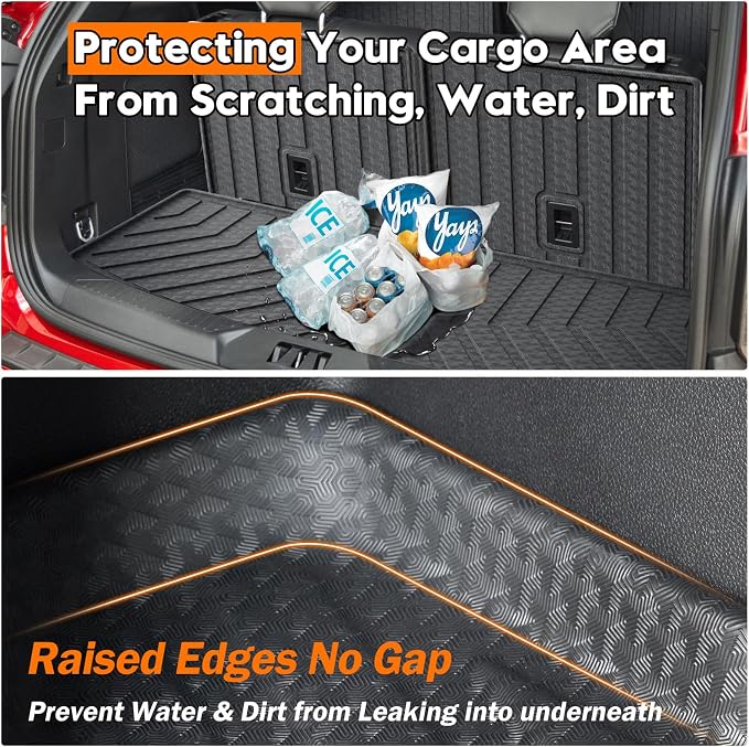 KUST Trunk Cargo Mat for Ford Explorer 2020-2025 2026 (6 Seats), TPE Rubber Rear Cargo Liner with 2nd/3rd Row Backrest Mat for Explorer Accessories All Weather Back Seat Protector Cover