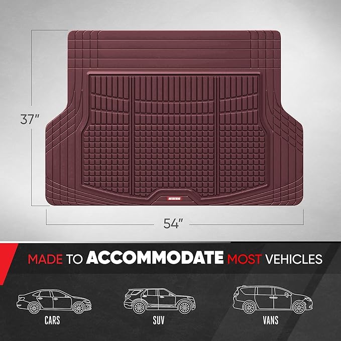 Motor Trend FlexTough Rear Cargo Mat – Heavy-Duty Trimmable Car Trunk Mat for Back of SUV, Universal Rear Cargo Liner for SUV, Flexible Trunk Liner, Automotive Floor Mats & Cargo Liners (Burgundy)