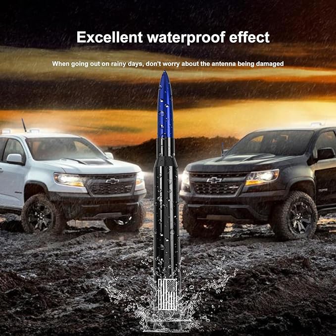 Car Truck Bullet Antenna with Tire Valve Caps American Flag Universal Short Replacement for GMC Sierra Chevy Silverado Dodge Ram 1500 2500 3500 Ford F150 F250 F350 Super Duty Raptor Accessories Blue