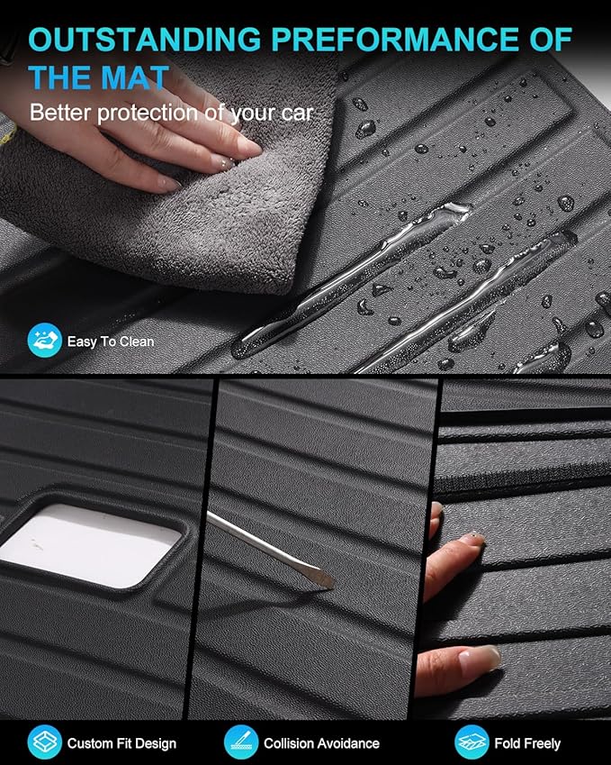 Cargo Mat Compatible with Tesla Model Y Juniper 2025-2026 5 Seat, Heavy-Duty TPE Trunk Liner Rear Seat Back Protector Model Y Accessories Custom Fit Trunk Mat- 6PCS