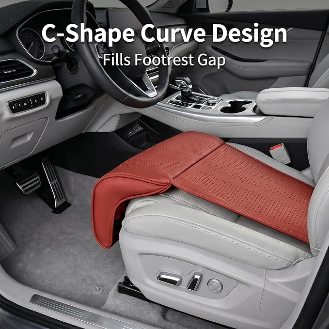 Car Seat Extender Leg Support Cushion for Driver Seats and Office Chair, Universal Leather Auto Bottom Seat Protector Cover with Leg Extender, Comfort Leg Rest Pads for Long Driving (Red)