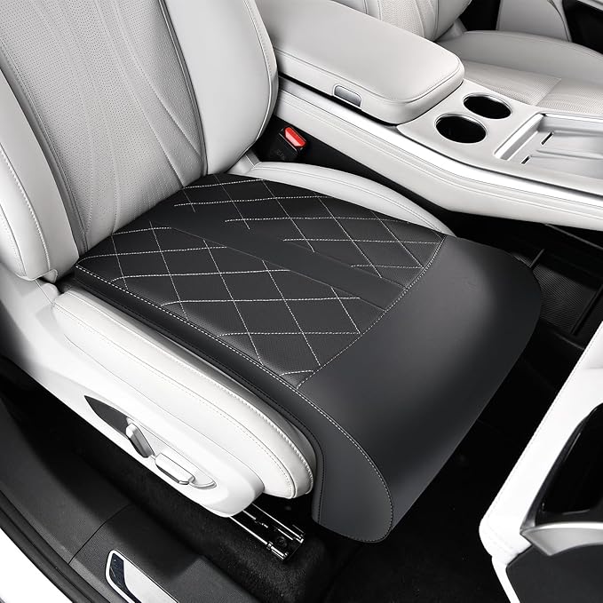 Coverado Car Seat Extender Leg Support, Leather Leg Extender Cushuin for Car Seats, Waterproof Car Seat Cushions Universal Fit for Most Vehicles (Black)