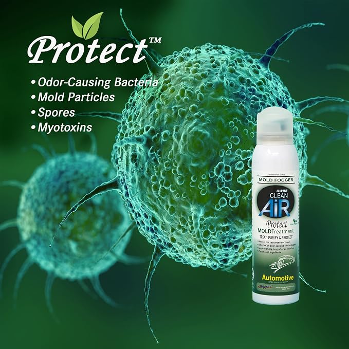 DWD2 Protect™ Automotive Mold-Odor Treatment - Revitalize Your Car's Interior The Green Automotive Mold-Odor Treatment Solution. Say Goodbye to Unpleasant Odors (Spray & Fogger)