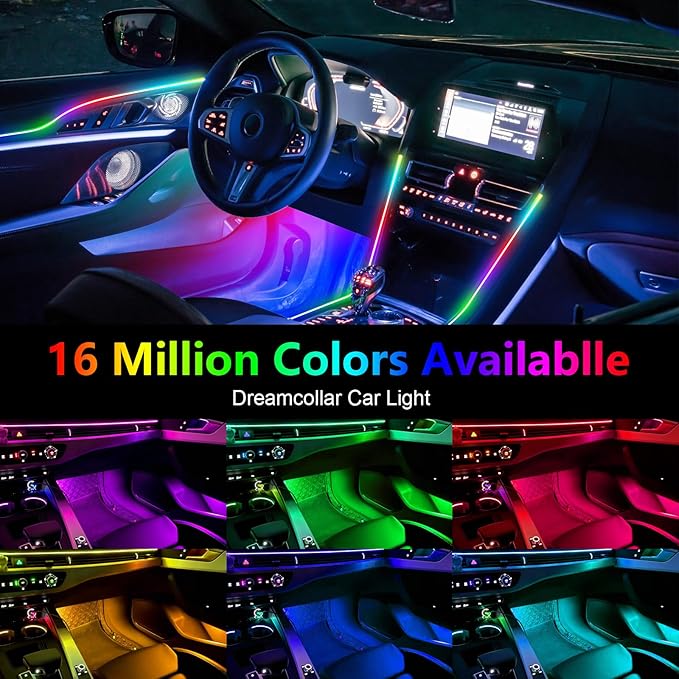 Dreamcolor 6 in 1 Car LED Strip Lights with APP Control and 213 Color Modes, Neon Ambient Lighting Kits