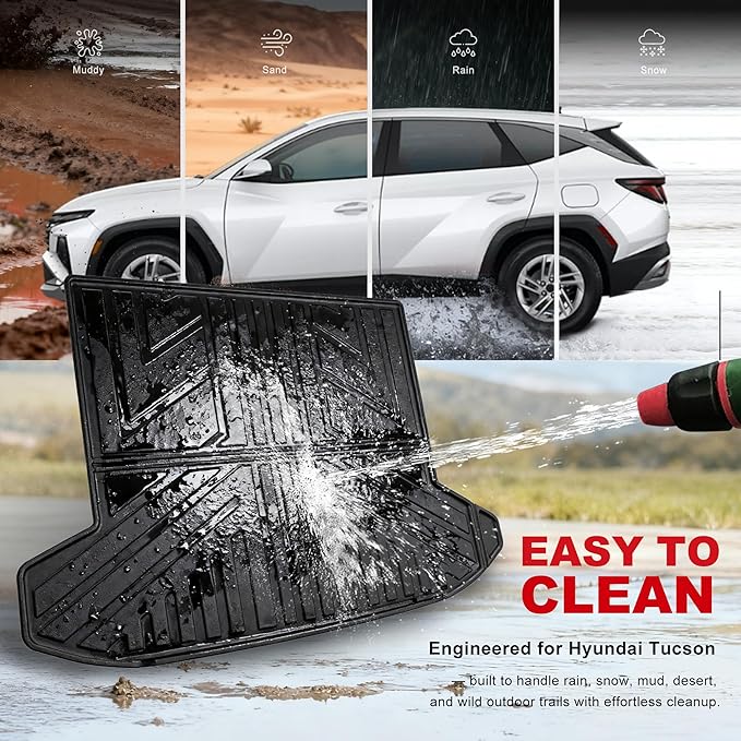 Cargo Mat for 2022-2026 Hyundai Tucson - All Weather Cargo Liner with Backrest Mats TPE Trunk Mat Seatback Protector for 2026 2025 2024 2023 2022 Tucson Accessories Cargo Tray Black
