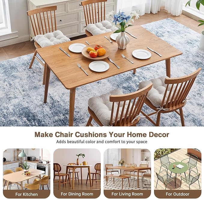 BETU Chair Cushions for Dining Chairs,3.5" Thick Kitchen Table Chair Pads with Ties,Non Slip Backing and Covers,Seat Cushion for Dining Room,Bar,Patio Chairs,20"X20"X3.5"